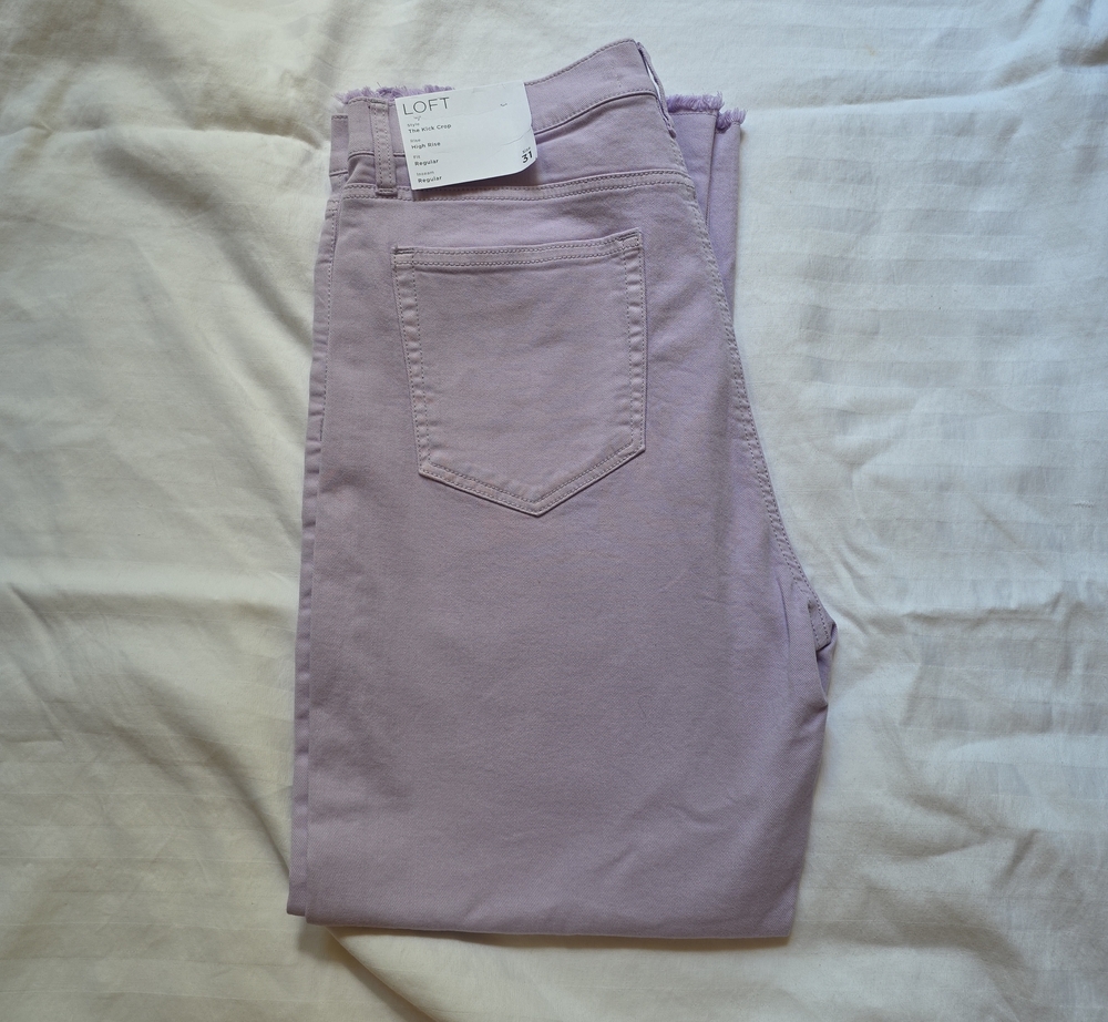 LOFT Light Lavender Kick Crop High Rise Regular Fit Jeans
